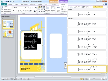 Publisher Stylistic Sets