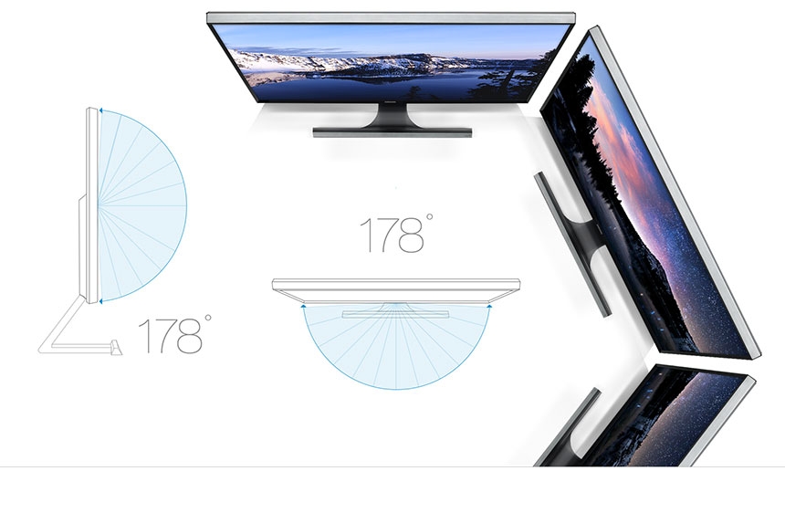 Behind a notebook, views can witness SD590 screen and conventional Samsung monitor screen. Compared to previous Samsung monitor, the upscale function of SD590 provides more crisp and clear picture quality.