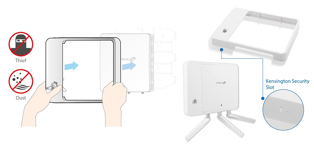 Edimax WAP1750 3 x 3 AC Dual-Band Wall-Mount PoE Access Point, security cover