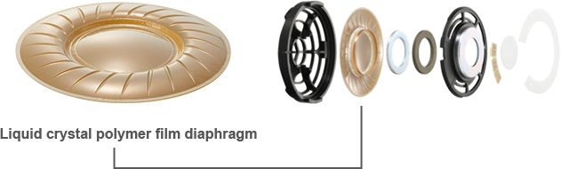 The liquid crystal polymer film diaphragm is designed to balance rigidity and high levels of internal loss, resulting in minimal vibrations.