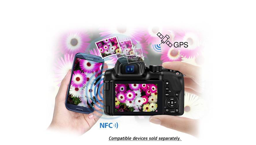 Save photos to your camera and compatible smartphone as you shoot