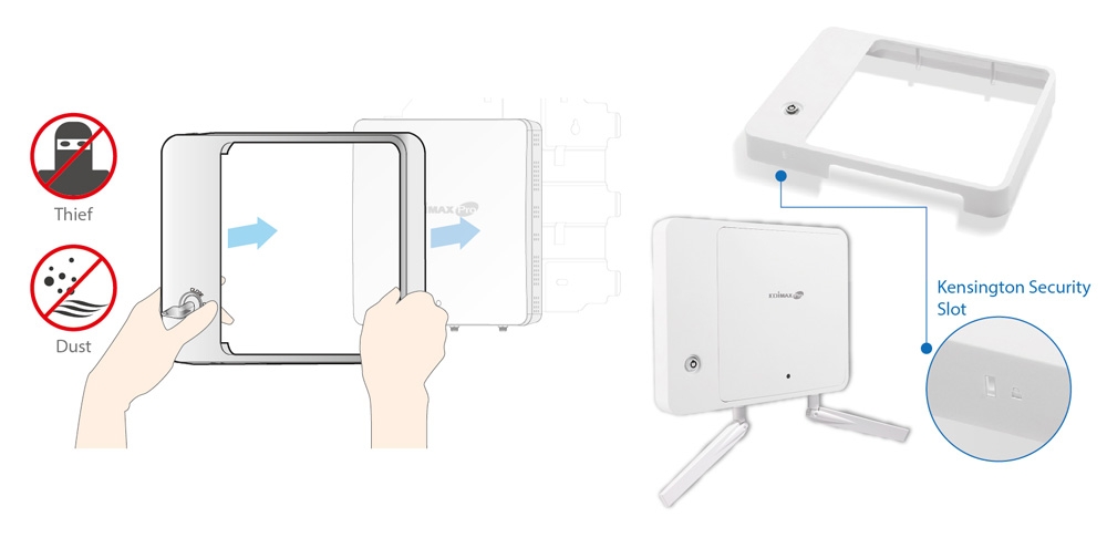 Edimax Edimax WAP1200 2 x 2 AC Dual-Band Wall-Mount PoE Access Point, security cover