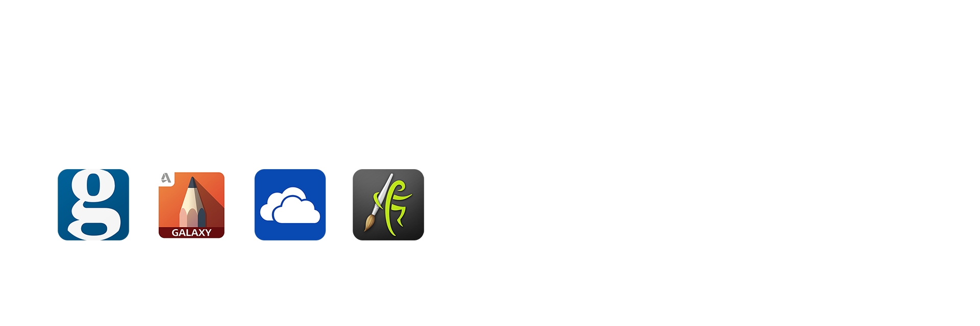The Guardian app icon / SketchBook for Galaxy app icon / OneDrive app icon / ArtRage app icon