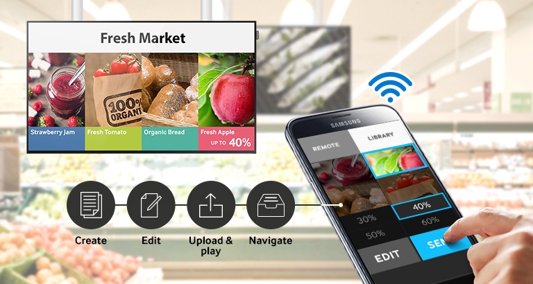 Manage digital signage wirelessly, virtually anywhere, anytime on a mobile device with an easy-to-use application 