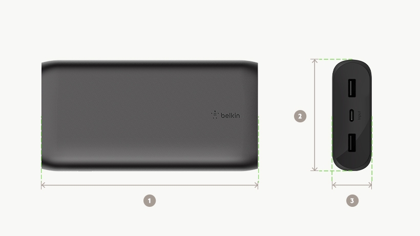 BOOSTCHARGE Power Bank 20K dimensions diagram