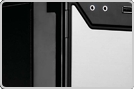 Triple-layer (aluminum, plastic, foam) front bezel with double-hinged door: opens up to 270