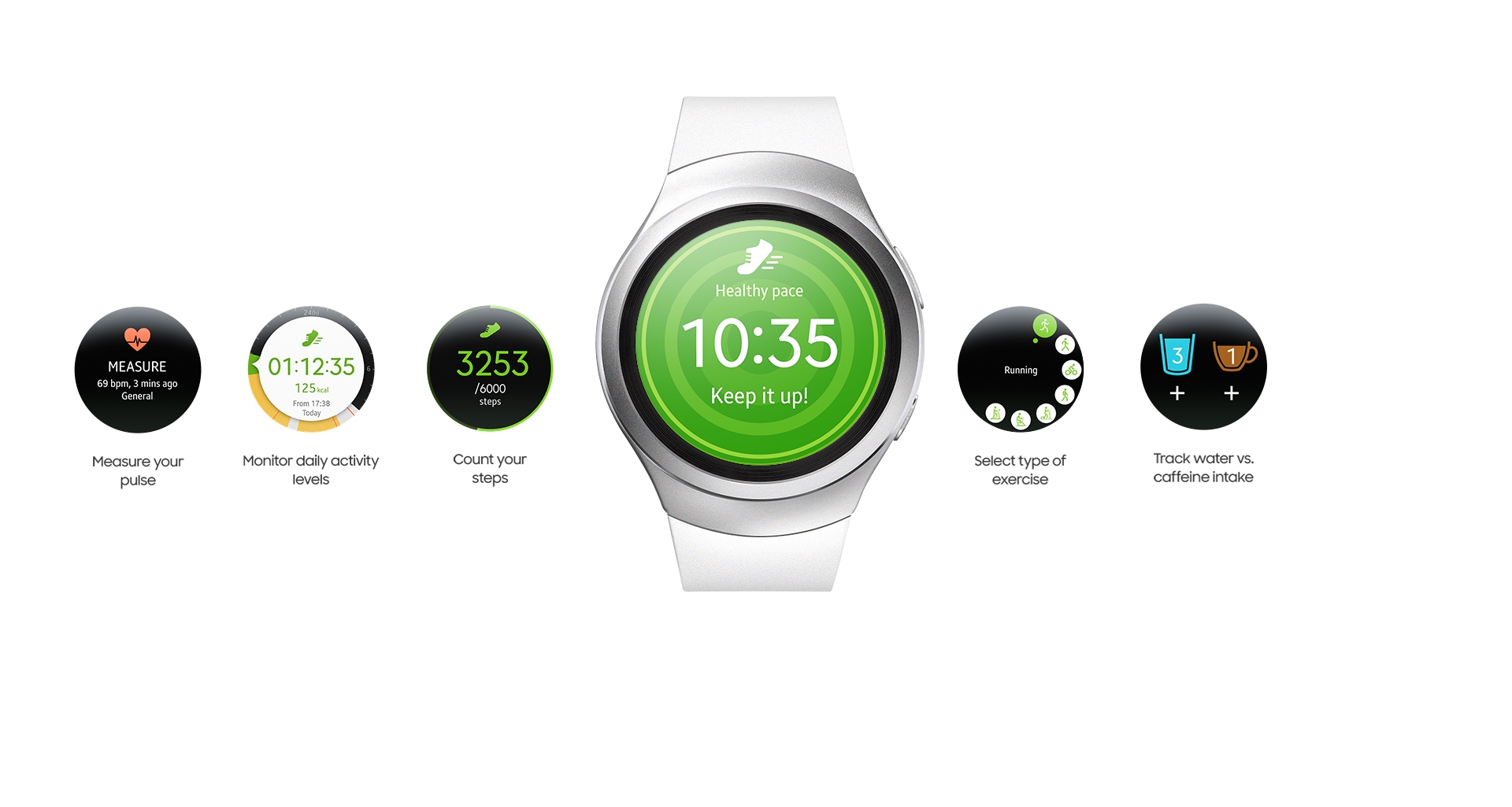 New fitness functions on the Gear S2 will encourage you to stay healthy and active (the Samsung Gear S2 is not a medical or therapeutical device. To discuss the diagnosis and treatment of any condition, please consult your doctor.) Next is staying on track.