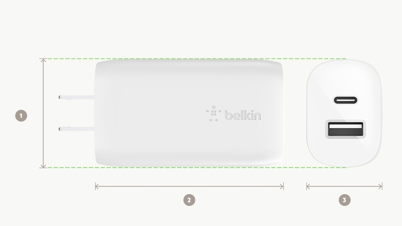BOOSTCHARGE Wall Charger dimensions diagram