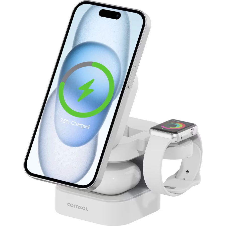 WQ231S Comsol 3-in-1 Qi2 Magnetic Charging Stand with 30W AC