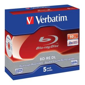 43760 | Verbatim BD-RE DL 50GB 2X Blu-Ray - 5 Pack Jewel Case 