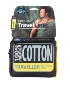 Navy Traveller with Pillow Insert Sea to Summit Premium Cotton Travel Liner