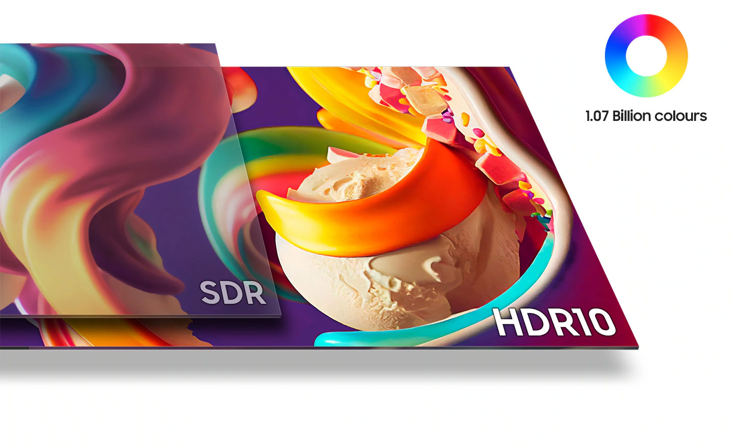 1.07 billion colours with HDR10