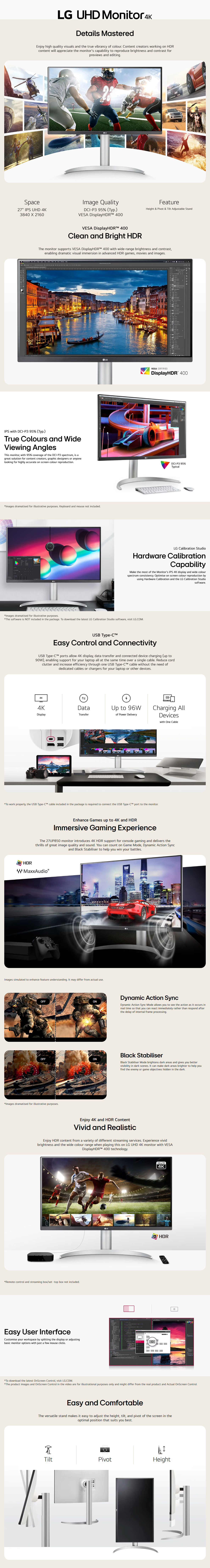 LG 27UP850K-W 27inch 4K UHD IPS Monitor