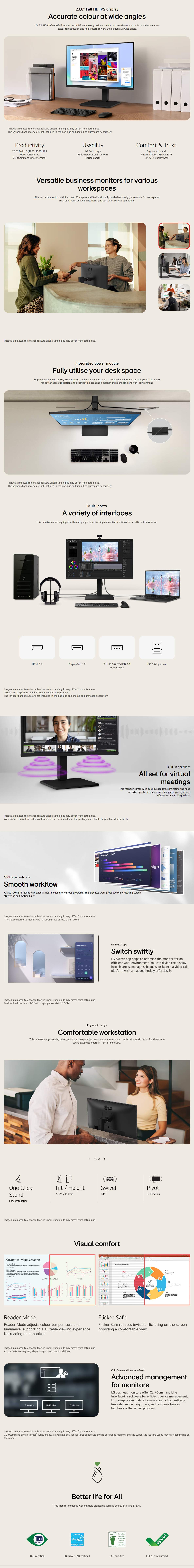 LG 24BA550-B 23.8inch 100Hz FHD IPS Monitor
