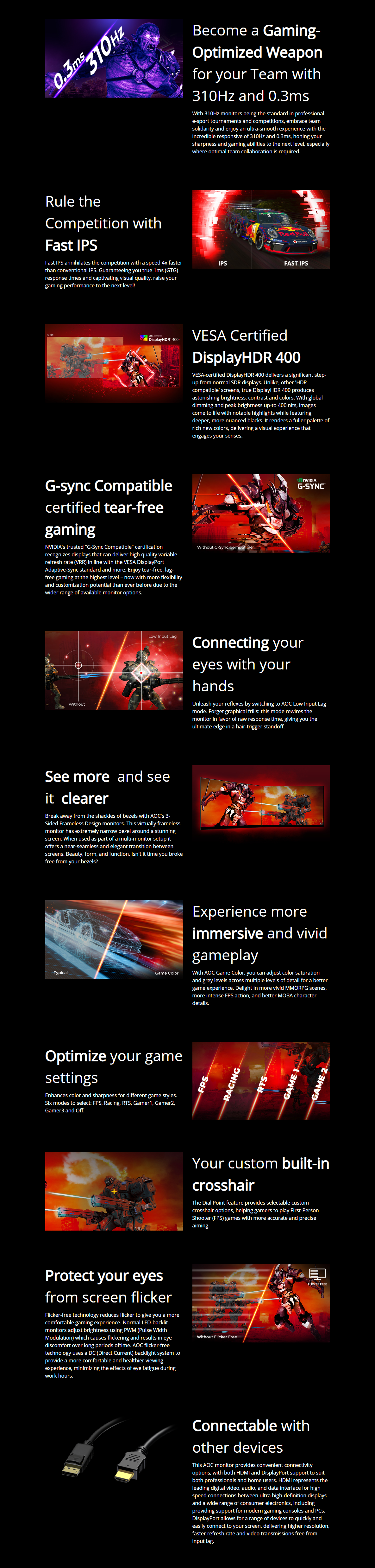 AOC 25G4S 24.5inch 310Hz FHD Fast IPS Gaming Monitor