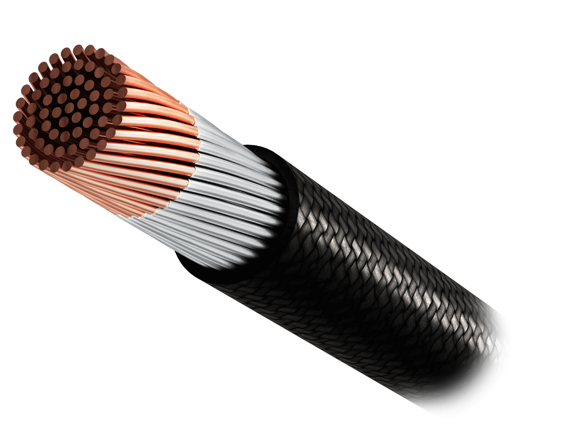 Cross-section of a cable showing solid core copper wire, tin-plated layer, and embossed cable jacket