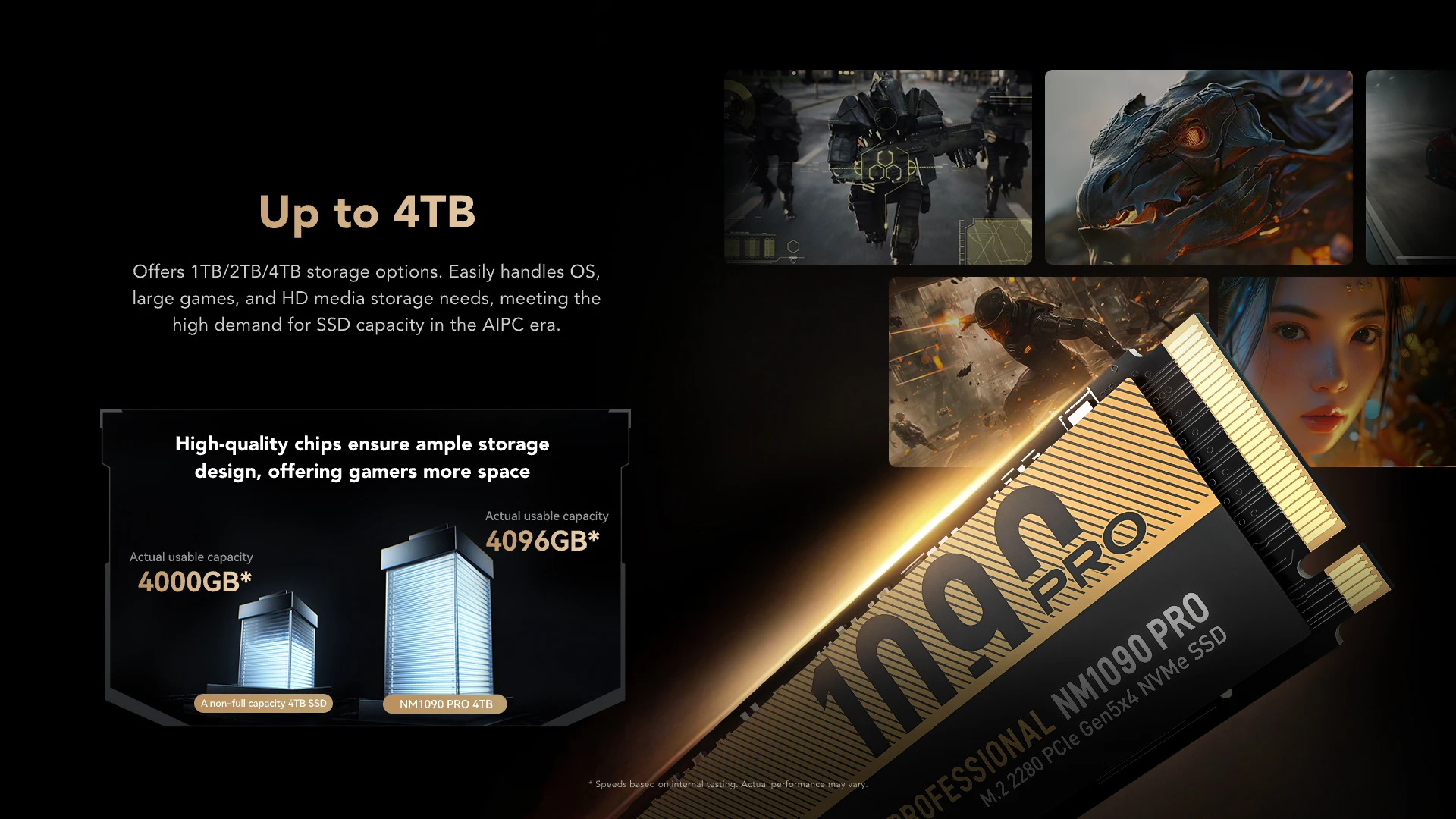 A large marketing image providing additional information about the product Lexar NM1090 Pro PCIe Gen5 NVMe M.2 SSD - 1TB - Additional alt info not provided