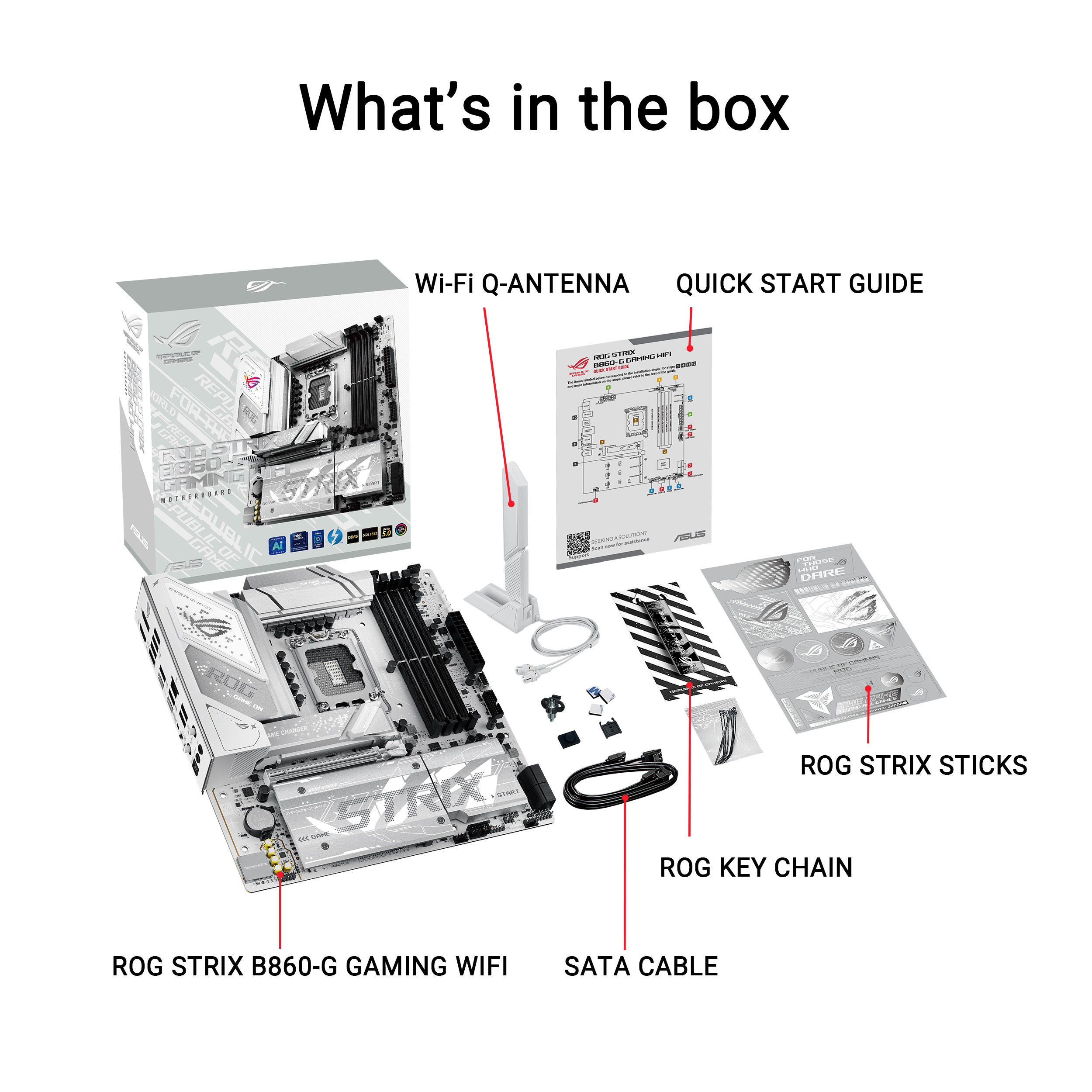 A large marketing image providing additional information about the product ASUS ROG Strix B860-G Gaming WiFi LGA1851 mATX Desktop Motherboard - Additional alt info not provided