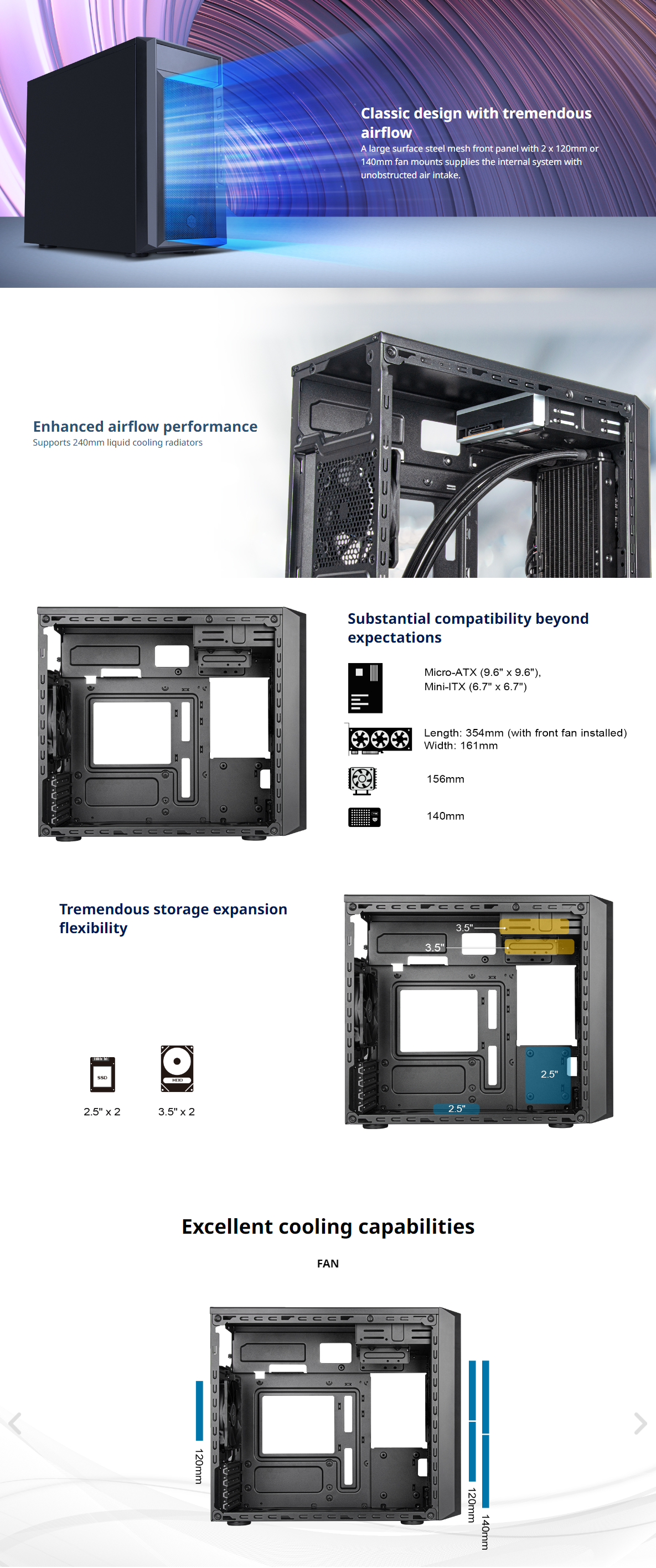 SilverStone FARA 311 Black Micro ATX Case, Solid Side Panel, No PSU
