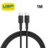USP BoostUp USB-C to USB-C Cable (1M) - Black (6972890207064), 3A Fast and Safe Charge, Strong and Durable Nylon Braided, Anti-Break, Avoid Knotting