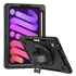 PISEN Generic Rugged Apple iPad Mini (8.3`) (6th Gen) Case with Sling Black - Built-in-Kickstand, Adjustable Hand Strap, Pen Holder, DropProof, ShockProof