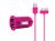 Shroom S-122 Dual USB Bullet Car Charger 2.1A - 30-Pin - Pink