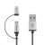 Mbeat ICAB21-1S MFI Certified 2-In-1 Lightning & Micro USB Nylon Braided Cable - 1M - Silver