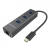 Simplecom CHN411-BK Aluminium USB Type-C to 3-Port USB3.0 Hub w. Gigabit Ethernet Adapter - USB Type-C, Black