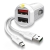 EFM Car Chgr 3.4A Dual USB Rapid Charge W/Reverse Micro USB Cable - To Suit Most Micro USB Devices - White
