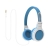 Promate Impulse Trendy Kid-Friendly On-Ear Wired Headset - Blue Acoustic Performance, 40mm Dynamic Sound, Superb Stereo Sound, Rugged and Robust, Noise Cancellation, Comfortable Wearing