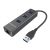 Simplecom CHN410-BK Aluminium 3 Port USB 3.0 HUB with Gigabit Ethernet Adapter 1000Mbps for PC MAC - Black